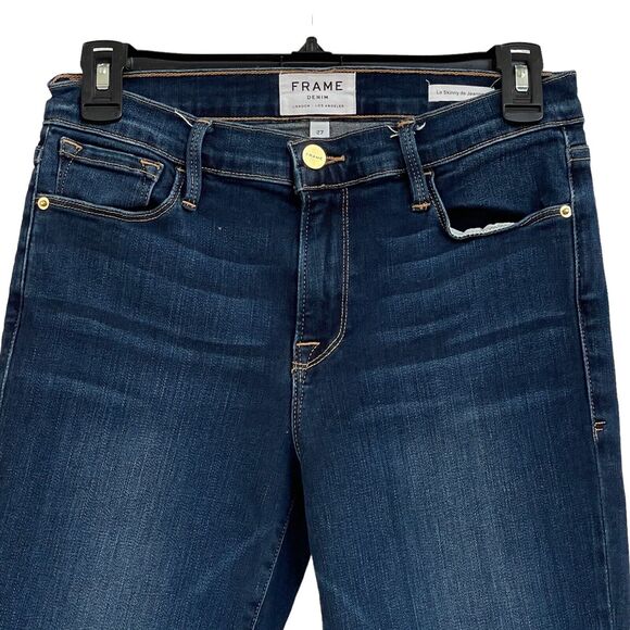 FRAME SZ 27 Jeans Le Skinny de Jeanne Mid-Rise Stretch 5-Pocket Snap Hems Martha - Picture 2 of 11